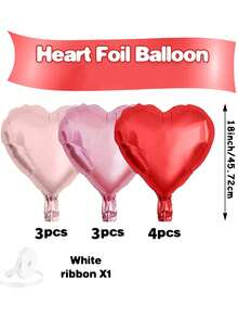 10pcs/Set 18inch Heart Shaped Foil Balloon In Gold, White, Red, Pink, Blue, Cream, Light Gold, Black - Perfect For Birthday Party, Wedding, Valentine's Day, Anniversary, Bridal Shower, New Year Party Decoration, Room Decor, Photo Props - Multicolor - View 13