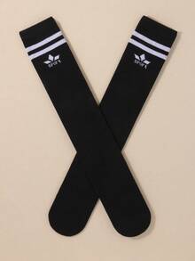 1/5 Pairs Random Color Knee High Socks, Soft Striped Athletic Socks, Black White Socks For Kids Students Football Basketball Rugby Training Boys - Multicolor - View 19