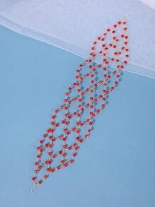 1件女款水鑽極簡公主髮箍，精緻日常髮飾，新娘婚禮珠寶，派對飾品 - 紅色 - 查看 6