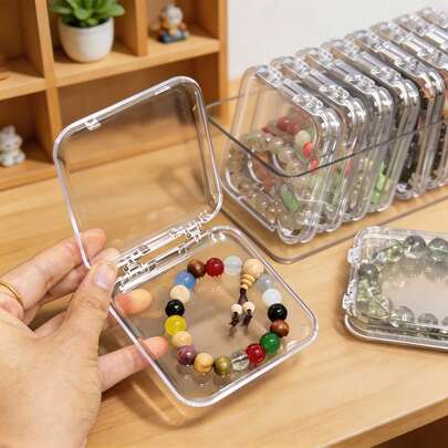 14/28/42 Pcs Craft Storage Box & Organizer, Simple Transparent Press‑On Nail Storage Display Box, Clear Acrylic Storage Box