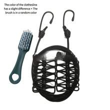 1pc Travel Clothes Hanger With Clips + Brush, Hotel Portable Elastic Retractable 12 Clips Colorful Clothesline - Multicolor - View 5