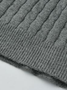 Korean Style Polo Collar Cable Knit Pullover Long Sleeve Sexy Sweater For Women - Dark Grey - View 5