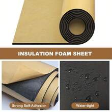 [1 Roll]High Density Self-Adhesive Acoustic Foam Soundproofing Noise Reduction Vibration Dampening Pad DIY Audio Room Recording Studio Back Adhesive Foam Board Easy To Cut Multi-Purpose - Black - View 4