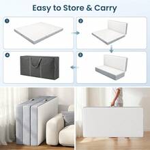 Tri Fold Foldable Mattress 4 Inch Memory Foam Portable Folding Floor Guest Bed Convertible Lounger Mat With Removable Washable Cover Storage Bag Non Slip Bottom For Camping Travel Home RV White - Full - View 6