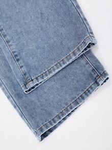 Girls' Spring Denim Jeans, New Fashion Style - Blue - View 6