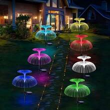 Solar Powered Color Changing Fiber Optic Firework Lights, Waterproof Outdoor Stake Lamp, Multi RGB Color Decor For Garden Yard Lawn Pathway Holiday Landscape Lighting - Jellyfish - View 6