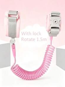 1Pc Anti Lost Wrist Link With Safety Lock, 1.5m Retractable Spring Anti Separation Wrist Strap, Breathable Soft Cotton Adjustable Wristband Walking Hand Rope For Outdoor Travel Mall Crowd Safety Control - Multicolor - View 9