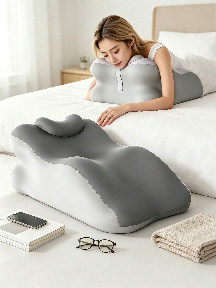 Adjustable Wedge Pillow, Ergonomic Bed Backrest, Suitable For Phone Use And Gaming, Fits Different Postures And Scenarios, Contoured Support For Flat Sleeping, Detachable Headrest For Relaxation - A - View 1
