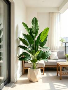 65-115cm Tropical Artificial Plants, Large Fake Banana Tree, Plastic Bird Of Paradise Plant Stems, Large Size Palm Leaves, Suitable For Home Garden Indoor Office Decoration, No Pot Included, Can Be Used For Room Decor, Wedding Decor, Autumn Decor, Home Decor, Bedroom Decor - Multicolor - View 8