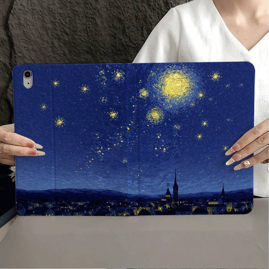 1件星空雛菊花田油畫平板保護殼,附筆槽,相容 iPad 10代智能保護殼/Air 13(M3 2025)/Air 11/11(A16 2025),相容 OPPO Pad,相容 MatePad,相容 Vivo Pad,相容 Honor Pad,相容 Xiaoxin Pad - 彩色 - 查看 1
