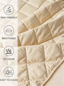 1pc Waterproof Dust-Proof Mattress Protector, Quilted Design, With Elastic Band, Suitable For All Seasons, Soft And Comfortable, Breathable, Khaki Color - Khaki - View 7