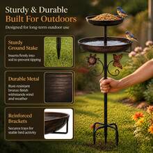 Metal Bird Bath Feeder Bowl With Garden Stake,Outdoor Bird Bath & Feeder,Weather-Resistant Yard DecorFor Birds & Butterflies - Bird Bath and Bird Feeder Garden Stake - View 5