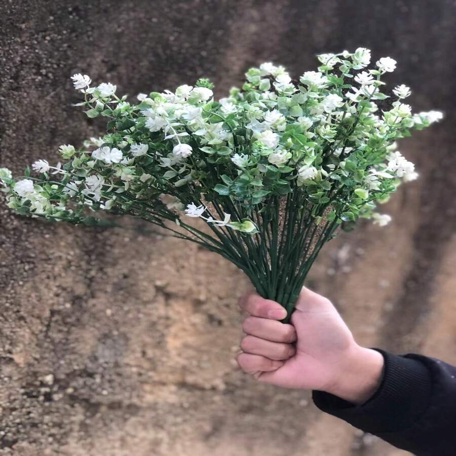 Outdoor Artificial Flowers - UV Resistant And Fade-Resistant Faux Flowers, 10 Bundles Waterproof Artificial Flowers, Suitable For Garden, Yard, Patio, Wedding And Home Decor - White - View 1