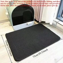 1pc Cat Litter Mat Honeycomb Double Layer Scratch Pad Non-Slip Waterproof Easy Clean Cat Litter Box Floor Mat Pet Supplies - Black - View 11