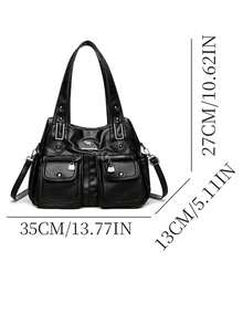 Large Capacit PU Leather Tote Bag Women's Commuter Bag 2026 New Style Handbag Shoulder Bag Crossbody Bag Soft Handle Bag - Brown - View 8