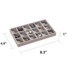 Velvet Jewelry Tray, Set Of 4 Drawer Jewelry Organizer And Storage Stackable Jewelry Box, Jewelry Case For Rings, Necklace And Studs, Earring Drawer - Grey - View 3