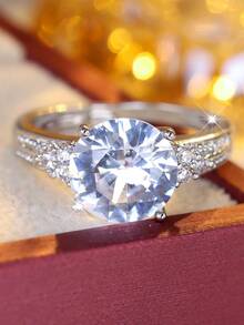1件經典奢華風大圓形精緻戒指，高端女款婚禮裝飾戒指，奢華高端派對珠寶 - JZ4811 - 查看 12