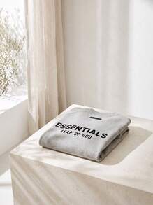 Fear Of God Essentials FW24 Light Heather Gray Crewneck Sweatshirt, Oversized Soft Fleece Pullover For Daily Street Wear, Casual Hangout - Light Heather Gray - View 6