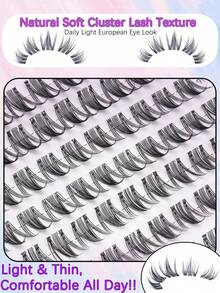 100 Pcs Self-Adhesive Anime-Style Lashes, Black Fine Layered Tips With Split Ends For Airy Natural Eye Contour, Five-Second Easy Application, Great For Relaxed Commuting, Fresh Social Outings, And Everyday Versatile Occasions. - D - View 4