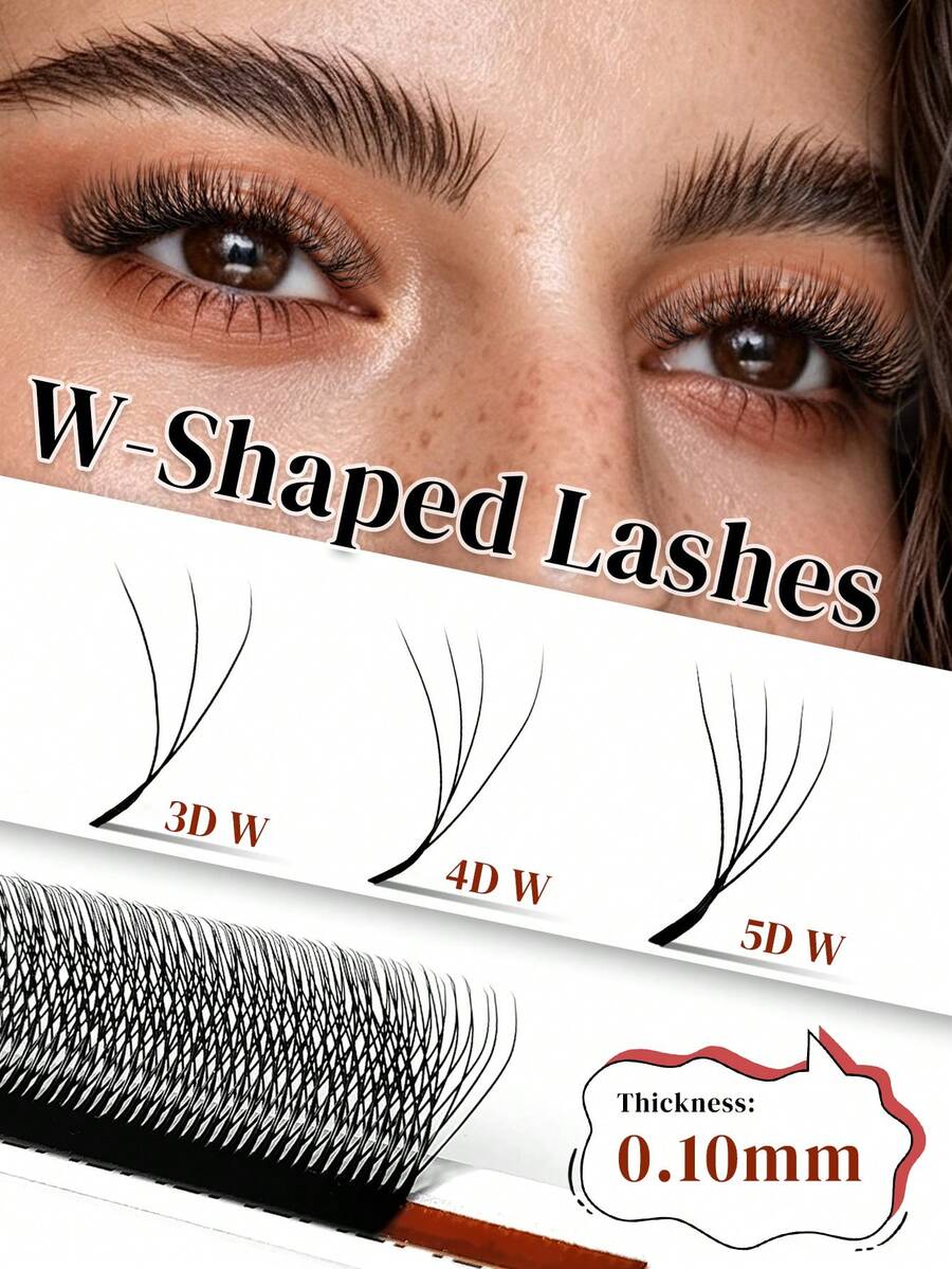 CoMango 12排 0.1MM 3D 4D 5D 預製扇形接睫毛 W款 C捲度 仿貂毛 自然柔軟 綻放感 自動開扇 濃密睫毛