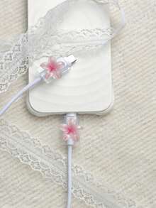 2pcs Gradient Plumeria Data Cable Protector, Anti-Breakage And Durable, Suitable For Daily Commute And Home Use, Gradient Ins Style Flower Data Cable Anti-Breakage Protector, Compatible With Apple 18W/20W PD Fast Charging, Holiday Small Gift, Cute Small Gift For Best Friends - 2pcs Plumeria - View 16