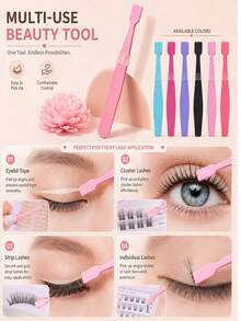 12pcs/6pcs/3pcs/1pc Flat Head Eyelash Curler, Portable Pouch Lash Tool, Salon Lash Tool For Combing And Separating Individual Lashes, Eyelash Grooming Tool Suitable For Eyelash Perming, Keratin Lash Lift, Eyelash Extension Operations, Non-Slip Handle Design For Easy Use, Home DIY Eyelash Grooming, Salon Store, Lightweight And Non-Scratching, Reusable And Durable - Multicolor - View 6