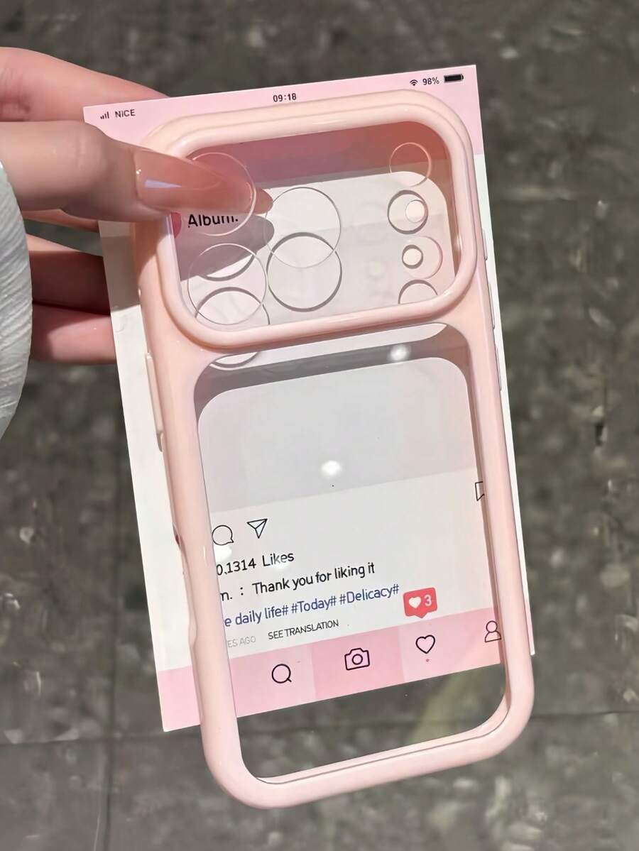 1pc Minimalist Cute Contrast Color Soft Edge Shockproof Phone Case, Dual-Color Injection Molded Transparent Acrylic Material, Raised Lens Anti-Drop/Anti-Scratch Camera Protection, Compatible With IPhone 17 Pro Max/13/13 Pro/13 Pro Max/14/14 Pro/14 Pro Max/14 Plus/12/15 Pro/15 Pro Max/16/16 Pro Max/16 Pro/16 Plus/17/Air/ 11/ 18 Pro Max/18 Pro, Cute Apple Smartphone Protective Shell, Perfect For Girls