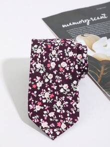 1pc Women's Elegant Valentine's Day Clear Hand-Tied Tie Gift - Purple Floral Hand-knitted - View 3