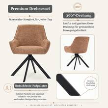 Goeurvant Scandi Swivel Dining Chair With Arms 360° Rotation&Gentle Rocking Function Ergonomic Accent Chair For Living Room&Reading Nook-Set Of 2/4/6-Orange Chenille - Orange Chenille - View 7