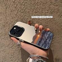 1pc Black Matte IMD Colorful Silver Laser Personalized Ocean Sunset Oil Painting Pattern Phone Case Compatible With IPhone 16 Pro Max/17/16/15/14 Plus/13/12/11/Air And Series - Multicolor - View 3