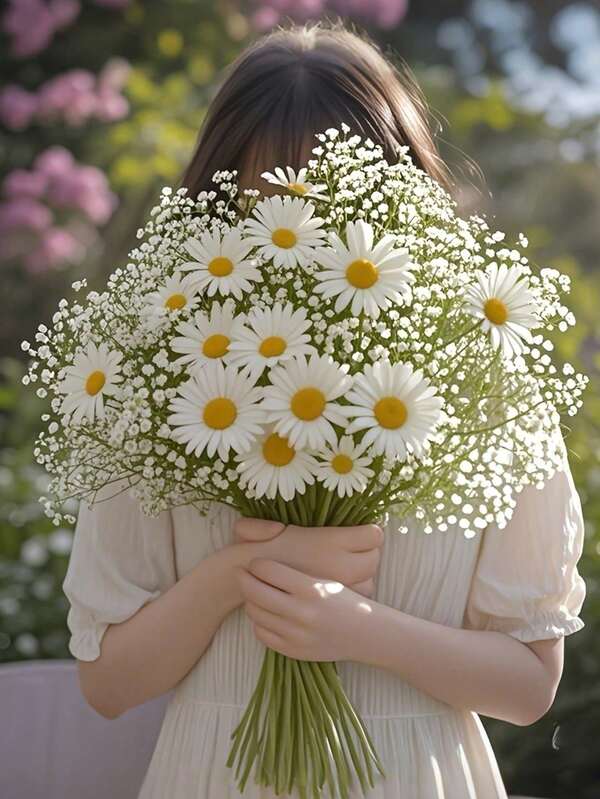 2-32pcs Premium Luxury INS Style Daisy And Baby's Breath Artificial Flower Bouquet, Suitable For Dining Table, Living Room Decor, Photography, Mother's Day, Valentine's Day, Thanksgiving, Christmas, Birthday, Graduation, Autumn Decor, Wedding Season, Back To School, DIY Home Decor, Holiday Floral Arrangement | Decorative Daisy Bouquet, Housewarming Gift