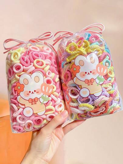 400/200/100pcs Pink High Elastic Hair Ties, Durable & Gentle On Hair, Sweet Basic Fashion Hair Accessories - Suitable For Girls And Kids, Daily, Vacation, School, Date