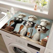 1pc Cat Chef Pattern, 2D Printed Flat Stove Protector Mat, Rubber Non-Slip Heat-Resistant Stove Cover Pad, Suitable For Induction Cooktop, Glass Stove, Multi-Functional Scratch-Resistant Mat, Best Choice For Oven, Washing Machine, Dryer, Kitchen Decoration. - Multicolor - View 14