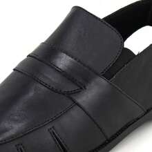 Chinelo Masculino Sandalia De Couro Casual Com Forro Macio Palmilha Espumada Confortavel Sola De Borracha Estilo Moderno Moda Praia E Passeio - Preto - Visão 12