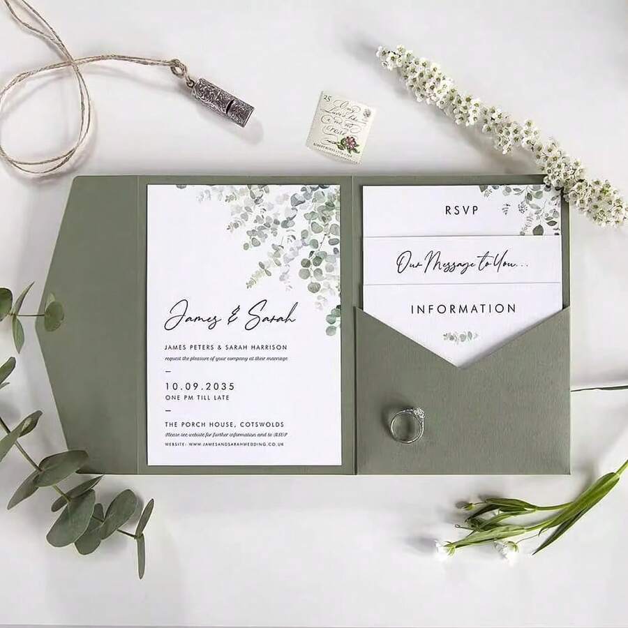 1/5 Premium Envelope Card Holder Printed Wedding Invitation Postcard 30% Off Invitation Cover - A - View 1