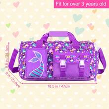 Cute Mermaid Print Duffel Handbag, Portable Overnight Weekender Bag With Detachable Adjustable Shoulder Strap For Weekend Short Trip - Purple - View 4