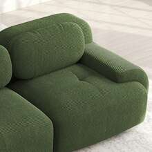 Modular Green Sofa - Corduroy Fabric Modular Sofa No Assembly For Living Room And Lounge - 綠色 2 人座 - 查看 7