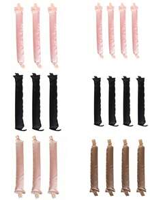 4/1pc Brown Heatless Curling Rod, Slouchy Curling Device, Silk Hair Rollers, Sleep Elastic Headband, Long Hair Soft Curling Tool, Home Manual Styling Accessory, Sleep Curling Magic, Valentine's Day, Qixi Festival, Suitable For Women - Multicolor - View 7