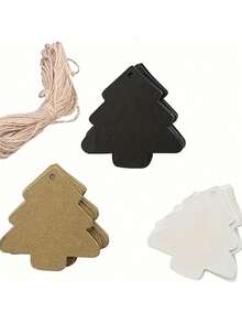 50pcs Christmas Tags Christmas Tree Shaped Cards Suitable For Christmas Tree Hanging Gift Packaging Tags Cards Theme Party Holiday Celebration Gift Giving Birthday Party Graduation Ceremony - multicolor - View 4