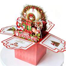 Gift Box, Christmas Gift Box 3D Greeting Card, Surprise Greeting Card, New Red 3D Pop-Up Creative Christmas Greeting Card, 3D Pop-Up Greeting Card, Christmas 3D Greeting Card, - A - View 7