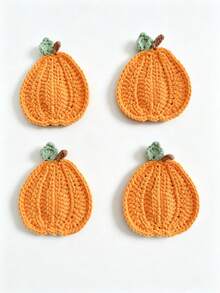 1/4/8pcs Handmade Crochet Pumpkin Coasters, Autumn Harvest Table Decor, Cute Knitted Orange Pumpkin Drink Coasters Set, Heat-Resistant Coaster Rugs, Rustic Style Thanksgiving Halloween Home Decor Kit, Holiday Tabletop Decoration, Housewarming Gift - Multicolor - View 9