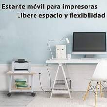 Mesa para Impresora, Soporte para Impresora, Soporte para Impresora de 2 Niveles, Carrito de Impresora, Soporte para Carrito de Impresora Rodante para El Blanco - Multicolor - Ver 3