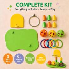 Bird Toy Set, Parrot Mini Basketball Hoop With Hollow Bell Ball And Multi-Color Plastic Rings, Anti-Boredom Behavior Training Tool, Reduces Destructive Chewing, Suitable For Budgies, Cockatiels, Lovebirds Indoor Cage Play - View 2