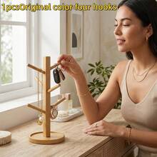 1pc Vintage Nano Bamboo Cup Holder, European Style Desktop Cup Draining Rack, Multi-Purpose Mug Storage Rack For Living Room, Kitchen, Office, Light Luxury Nordic Style Natural Wood Solid Wood Cup Holder, Rounded Edges No Burrs Scratch-Resistant - 1PC - View 9