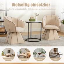 Ergonomic Reclining Armchair Beige Chenille - Scandinavian Style - 駝色 - 查看 6