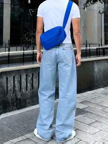 Men's Fashionable Retro Loose Wide-Leg Jeans - Medium Wash - View 2