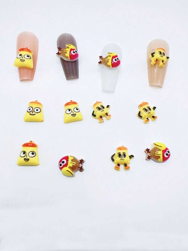 20Pcs 9-11mm Cute Mini Diy Kawaii Cartoon Yellow Resin Animal Flat Back Scrapbook Woman Nail Art Charms Manicure Figurines Decorations Charms Accessories