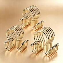 12pcs Gold Metal Shower Curtain Rings, Smooth Sliding Without Jamming, Fits Various Bathroom Shower Rods, Easy To Hang Shower Curtains, Practical Accessory To Enhance Bathroom Experience - Gold - View 4