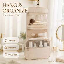Hanging Travel Toiletry Bag, Waterproof Cosmetic Organizer With 360° Rotating Hook, Dry & Wet Separation Multi-Compartment, Suitable For Travel, Bathroom, Gym - View 3
