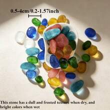 100/200g/Bag Sea Glass Stones | Colorful Small Pebbles From The Ocean - Random Colors & Patterns, Suitable For Fish Tank And Aquarium Landscapes, Creative DIY Home Decor, Vase Filler Decorative Stones, Christmas Tree Decoration - A - View 2
